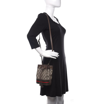 Gucci GG Supreme Monogram Web Mini Ophidia Bucket Bag Brown 2 of 9