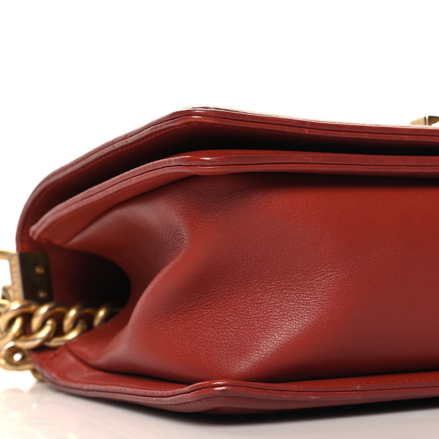 Calfskin Quilted Medium Boy Flap Dark Red