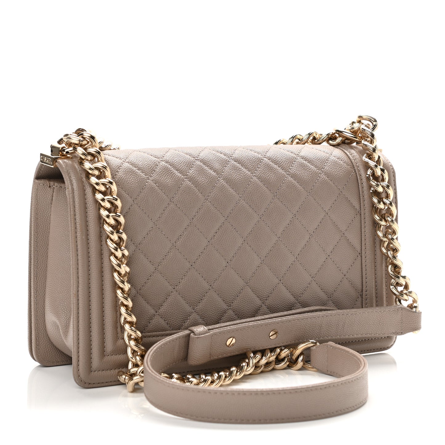 Caviar Quilted Medium Boy Flap Beige