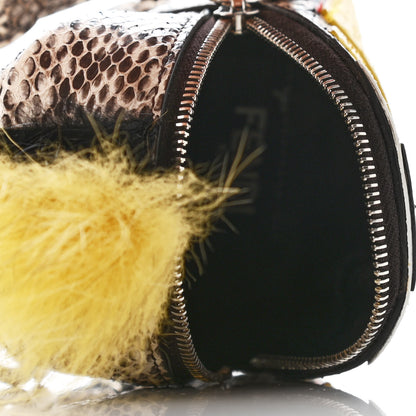 Fendi Elaphe Ayers Nutria Fox Fur Monster Eyes Mini Backpack Charm Natural Multicolor Black Sunflower 3 of 3