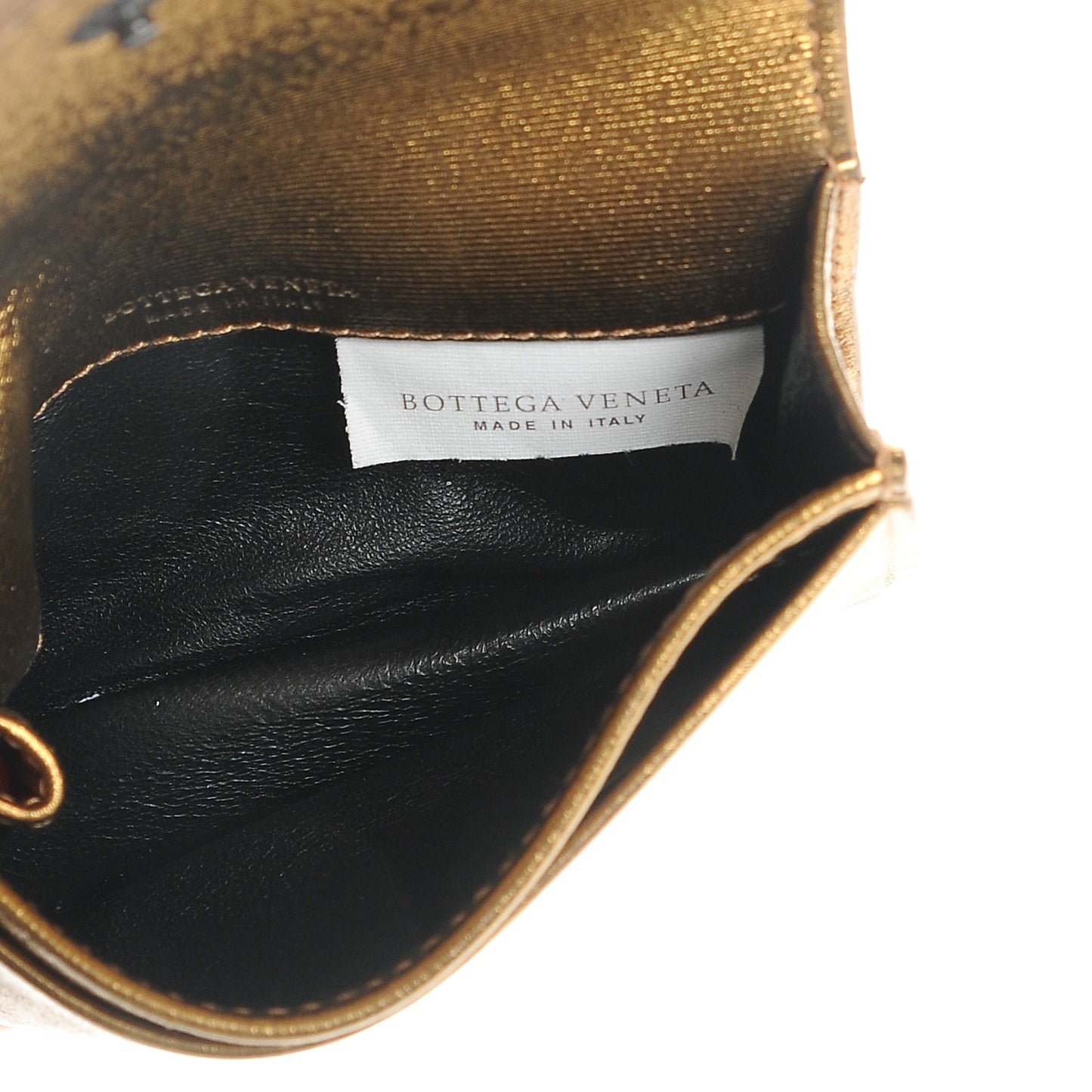 Metallic Intrecciato Grosgrain Card Case Dark Gold