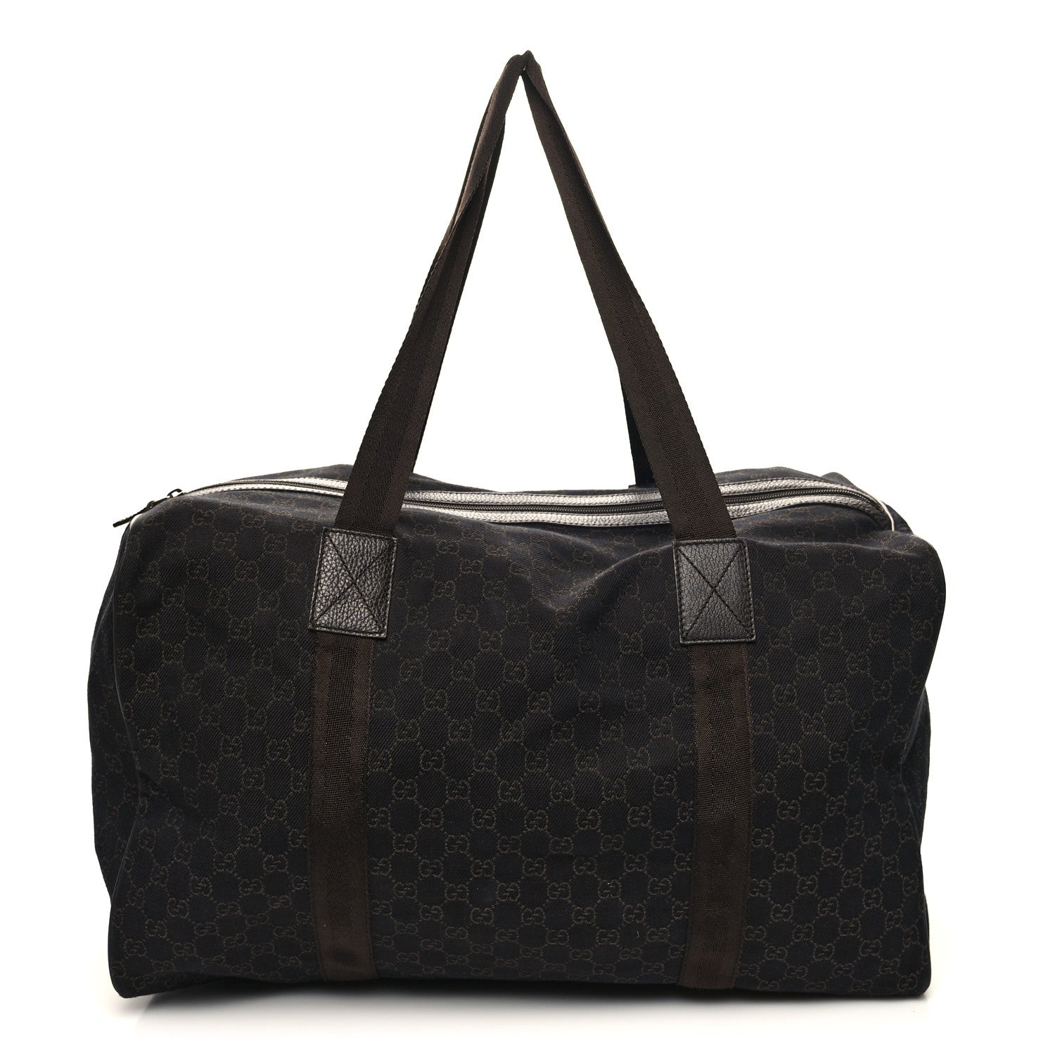 Gucci Denim Monogram Large Collapsible Carry On Duffle Bag Brown 1 of 13