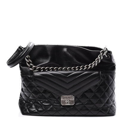 Chanel Aged Calfskin Quilted Mad About Quilting Hobo Black 1 of 9