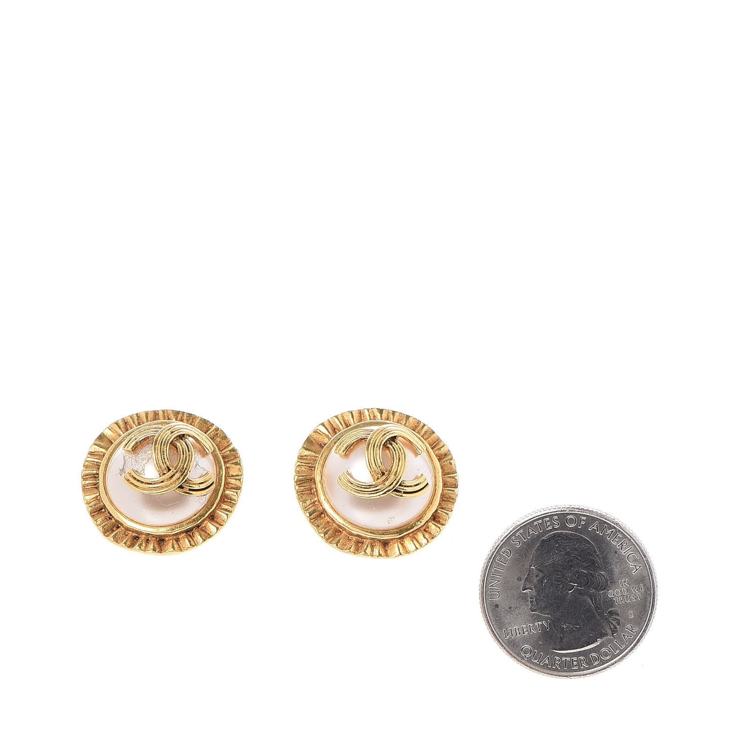 Pearl CC Clip On Earrings Gold