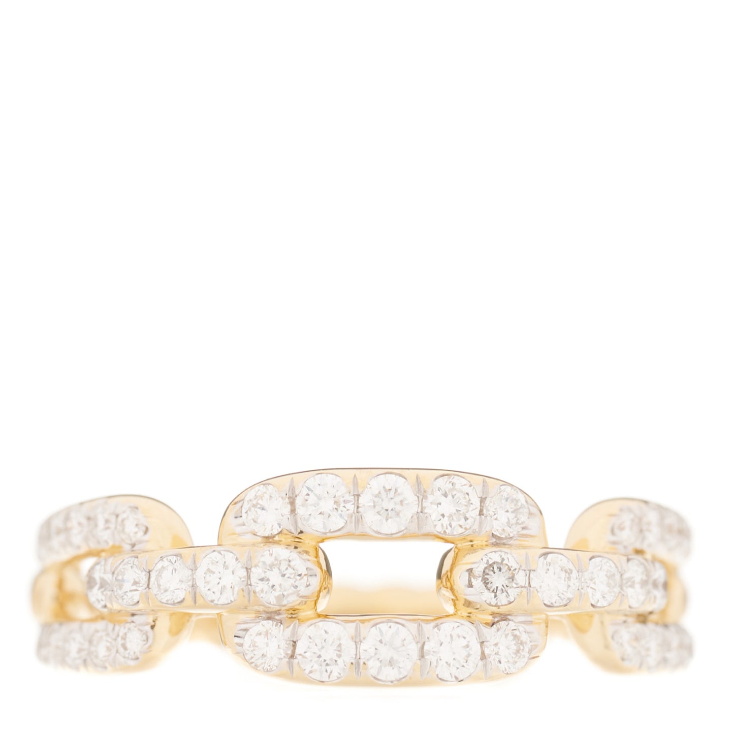 18K Yellow Gold Diamond 7mm Stax Chain Link Ring 54 7