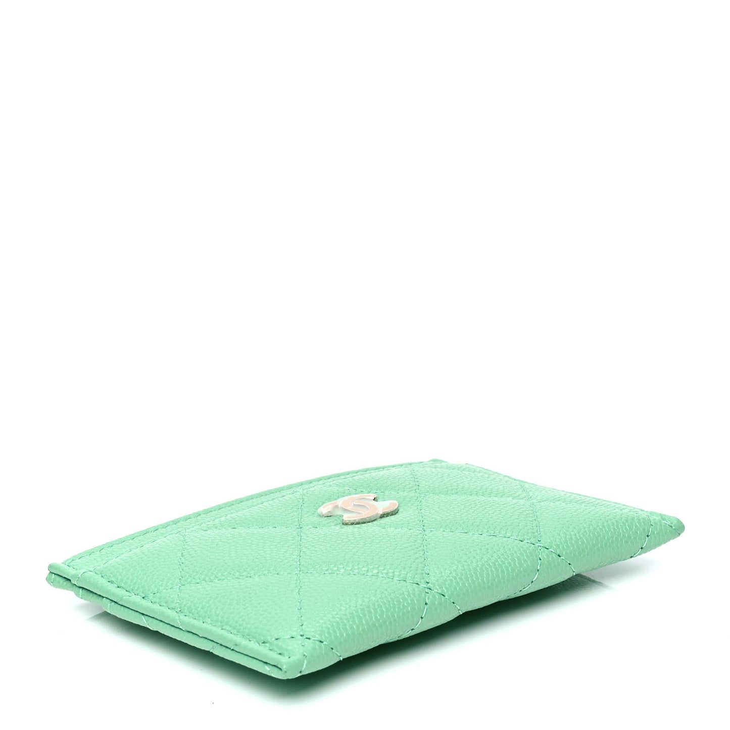 Caviar Quilted Card Holder Green