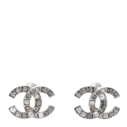 Chanel Baguette Crystal CC Earrings Silver 1 of 5