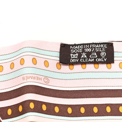 Hermes Silk Sequences Twilly Rose Pale Chocolat Vert D'Eau 3 of 5