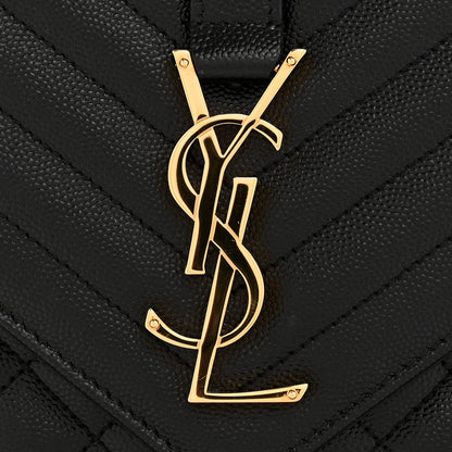 Saint Laurent Grain De Poudre Textured Mixed Matelasse Large Triquilt Monogram Satchel Black 11 of 11