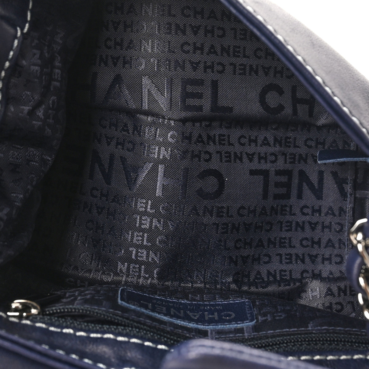 Chanel Lambskin Contrast Stitch Small Surpique Accordion Flap Navy 5 of 10