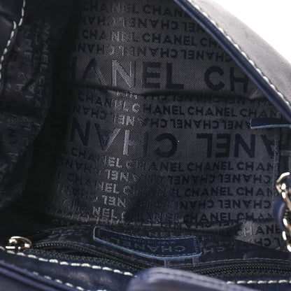 Chanel Lambskin Contrast Stitch Small Surpique Accordion Flap Navy 5 of 10