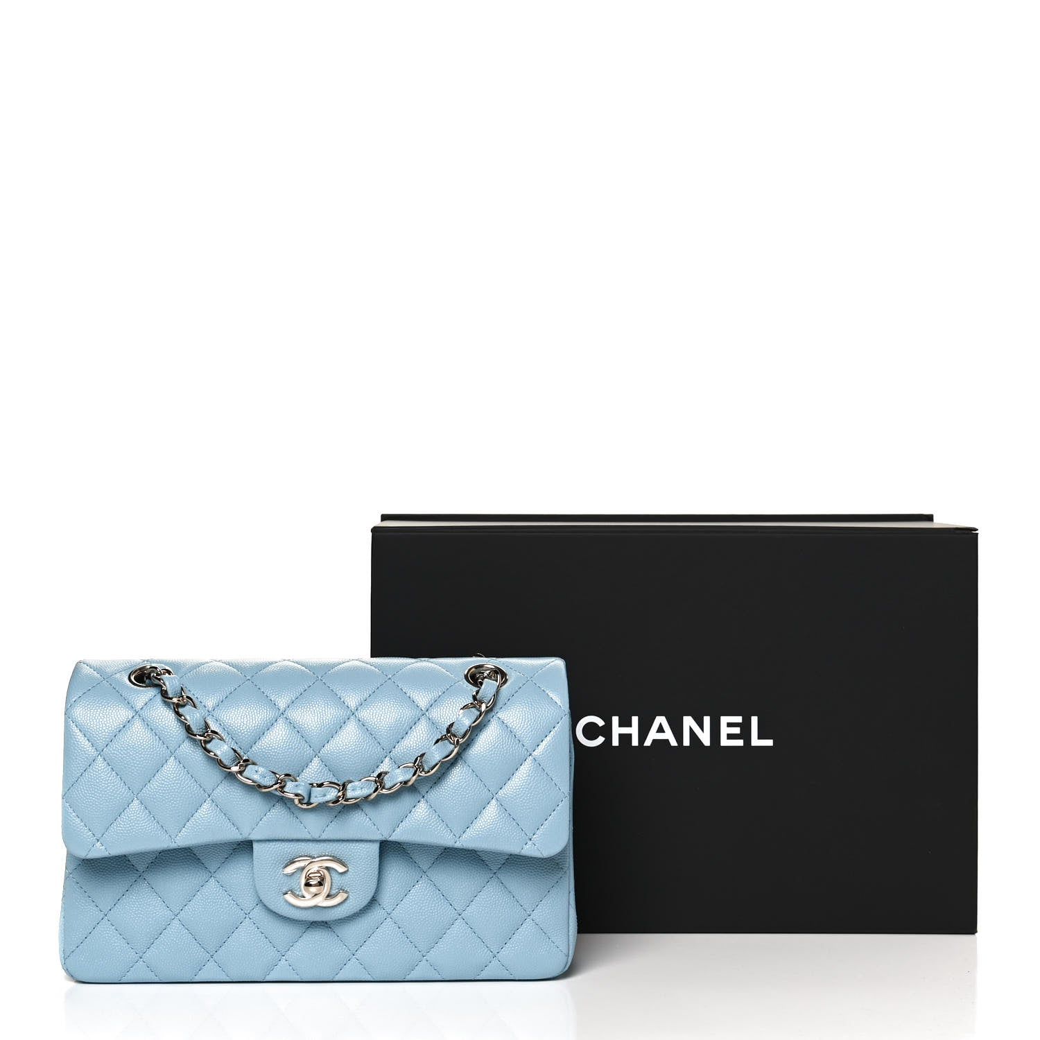 Chanel Caviar Quilted Small Double Flap Light Blue 11 of 11