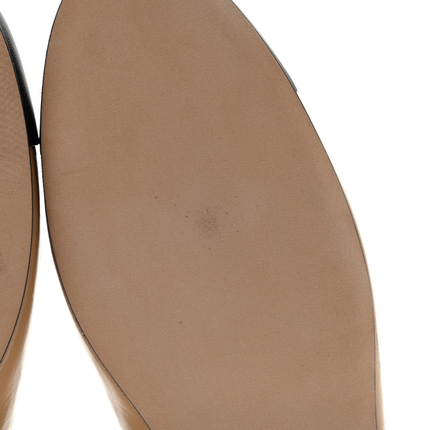 Lambskin Cap Toe Ankle Chain Ballerina Flats 41 Beige Black