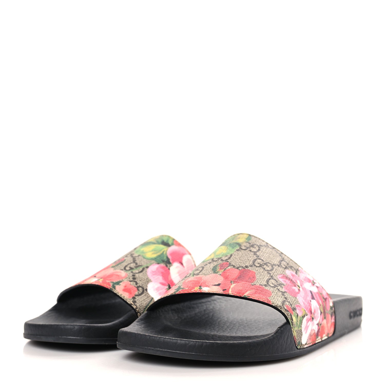 Gucci GG Supreme Monogram Blooms Slide Sandals 38 Beige Multicolor 3 of 7