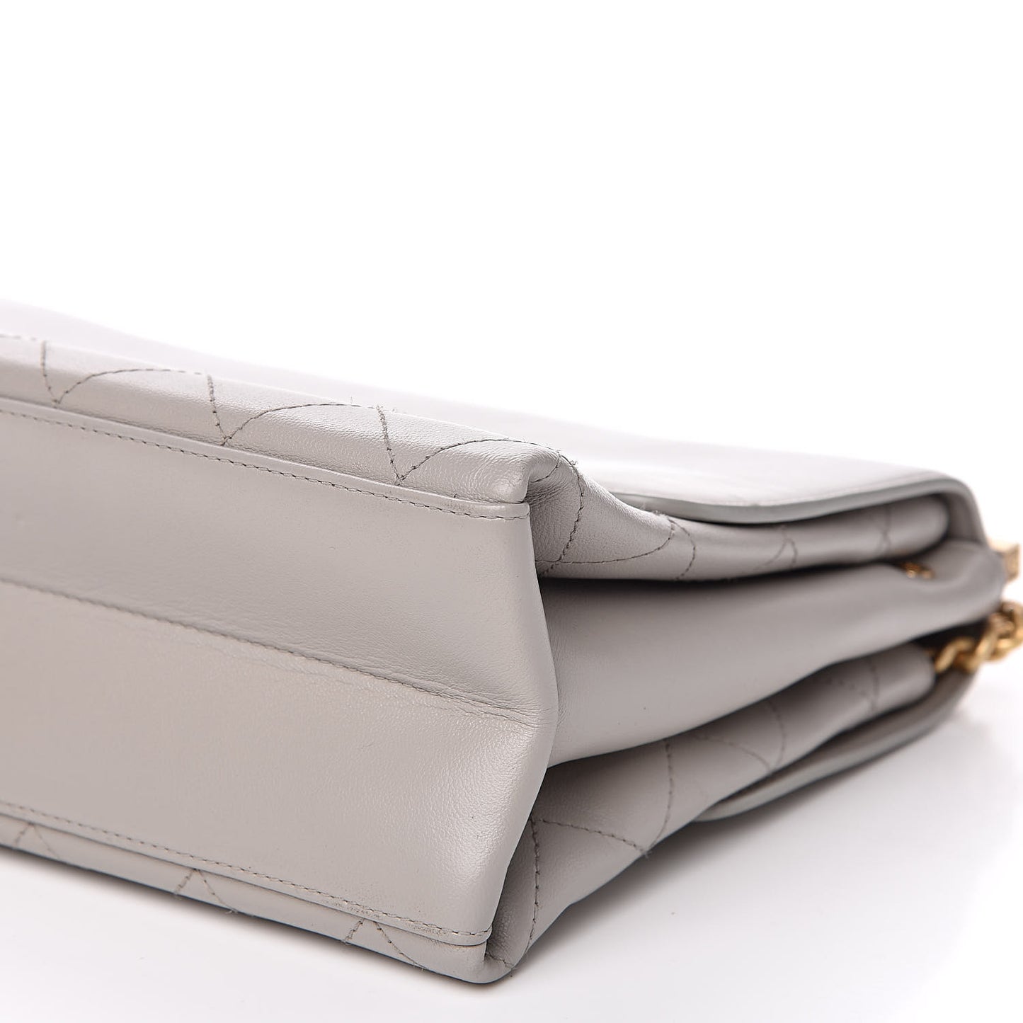 Lambskin Quilted Medium Coco Lux Flap Grey