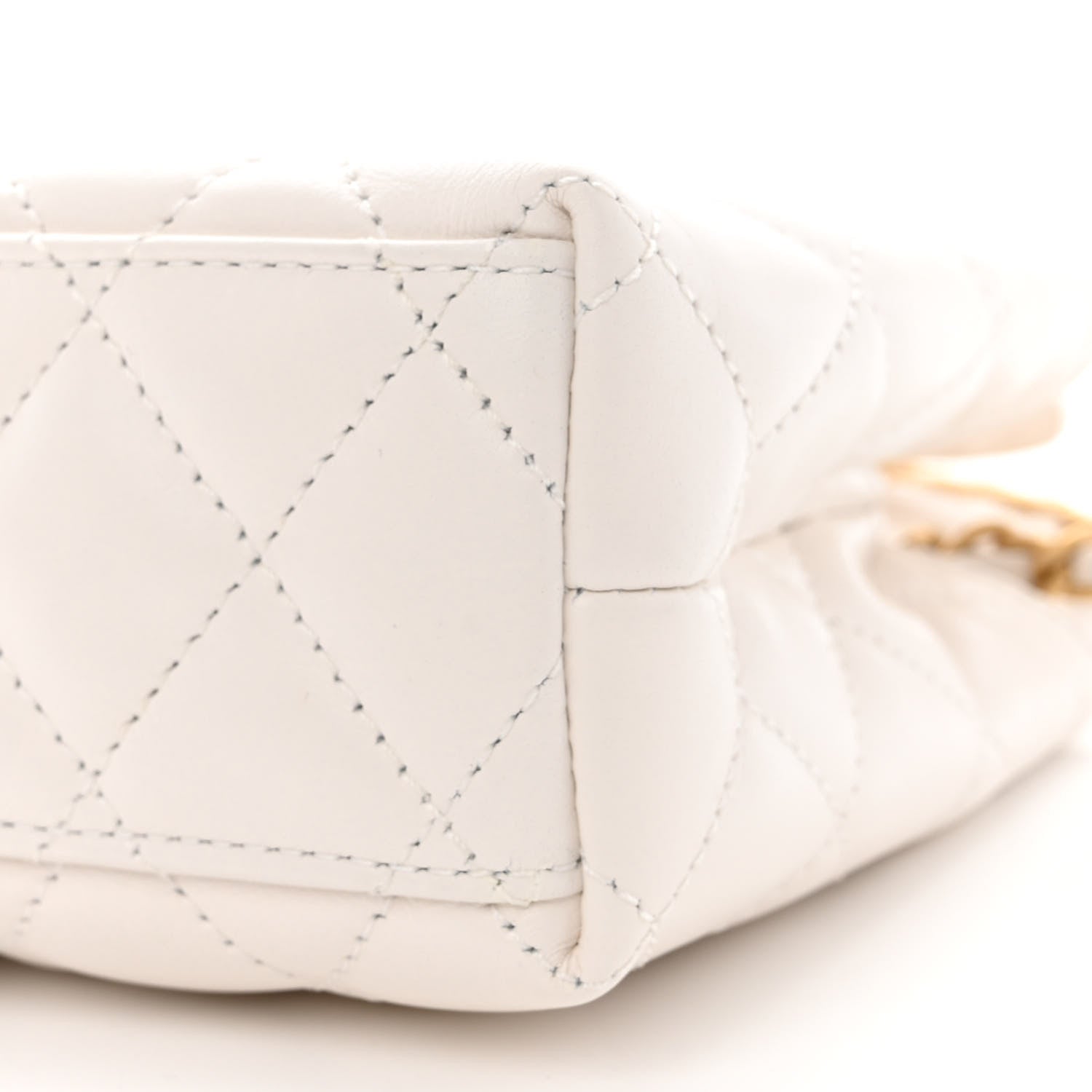 Chanel Shiny Aged Calfskin Quilted Nano Kelly Shopper White 10 of 11