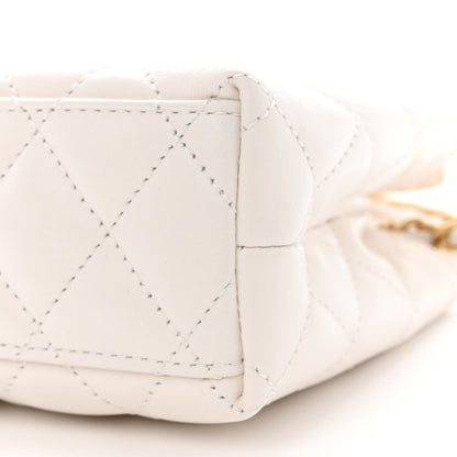 Chanel Shiny Aged Calfskin Quilted Nano Kelly Shopper White 10 of 11