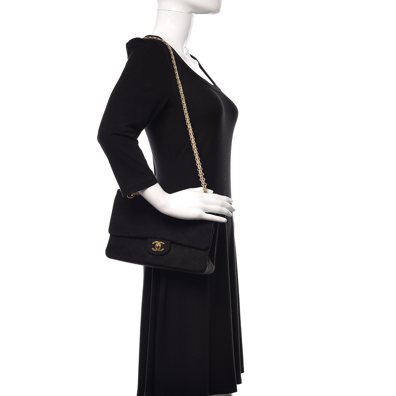 Chanel Jersey Quilted Medium Double Flap Black 2 of 17