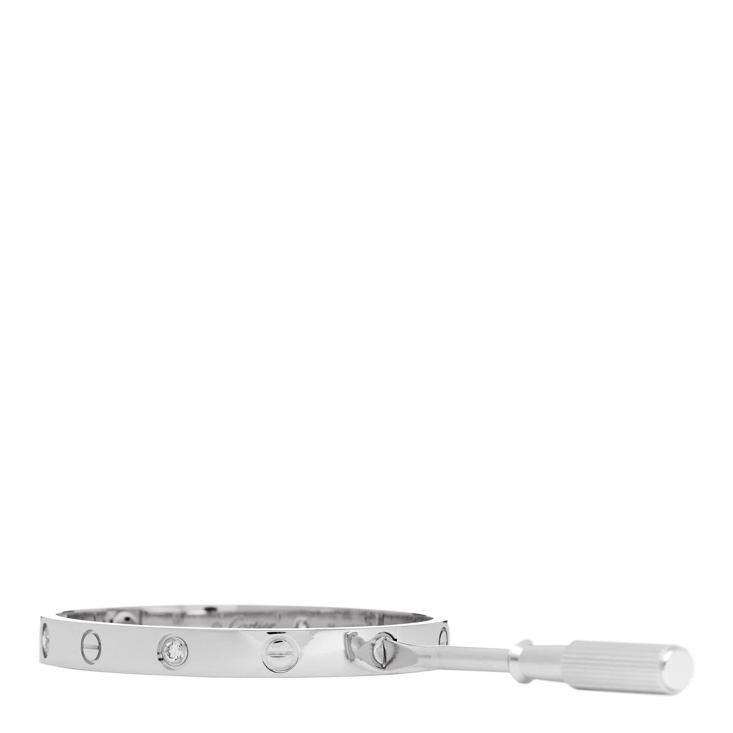 Cartier 18K White Gold 4 Diamond LOVE Bracelet 16 3 of 9