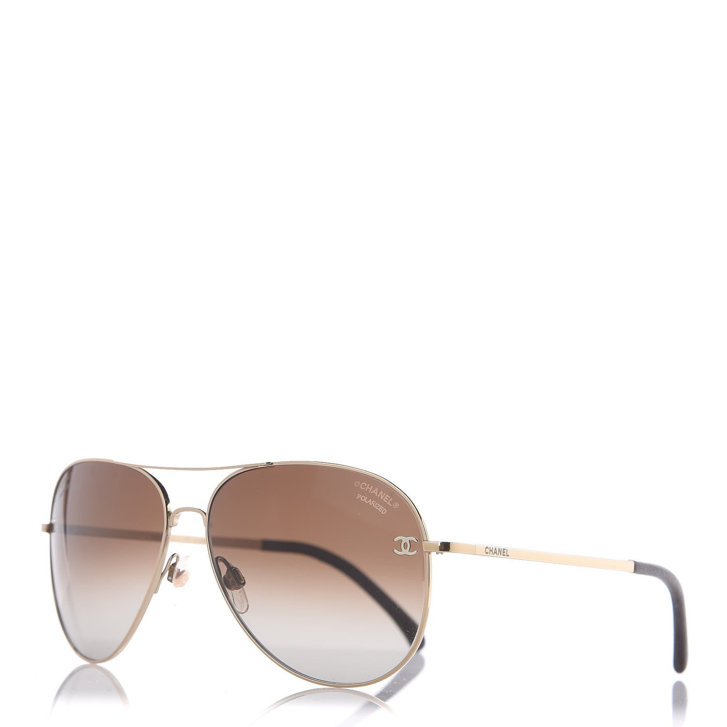 Chanel Aviator CC Sunglasses 4189-T-Q Gold 1 of 7