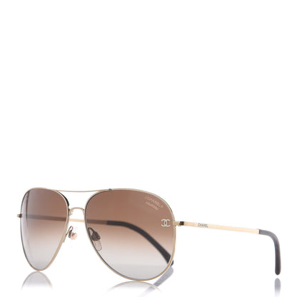 Chanel Aviator CC Sunglasses 4189-T-Q Gold 1 of 7