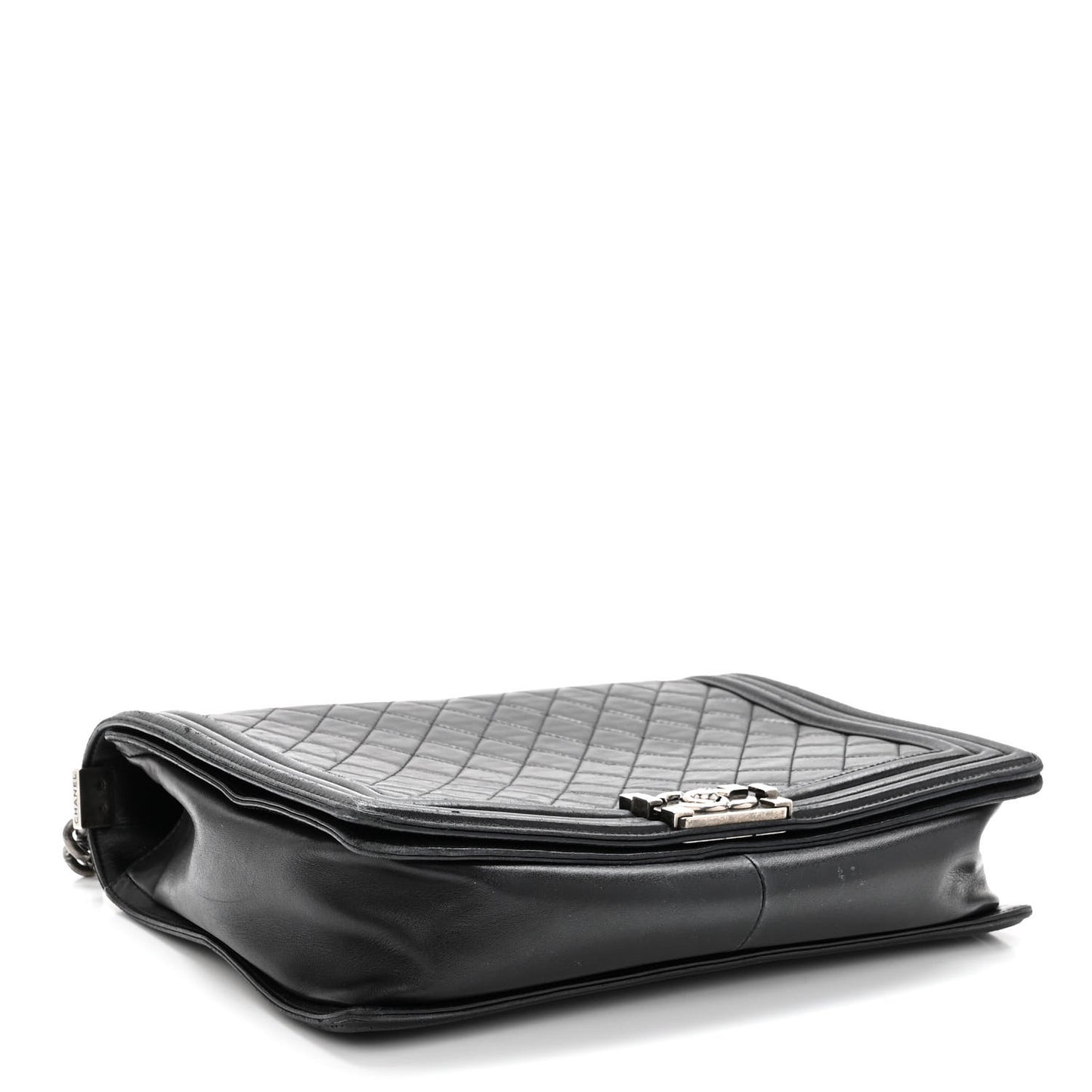 Lambskin Quilted Large Boy Flap Black