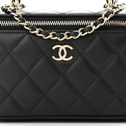 Chanel Lambskin Quilted Small Top Handle Vanity Case With Chain Black 8 of 11