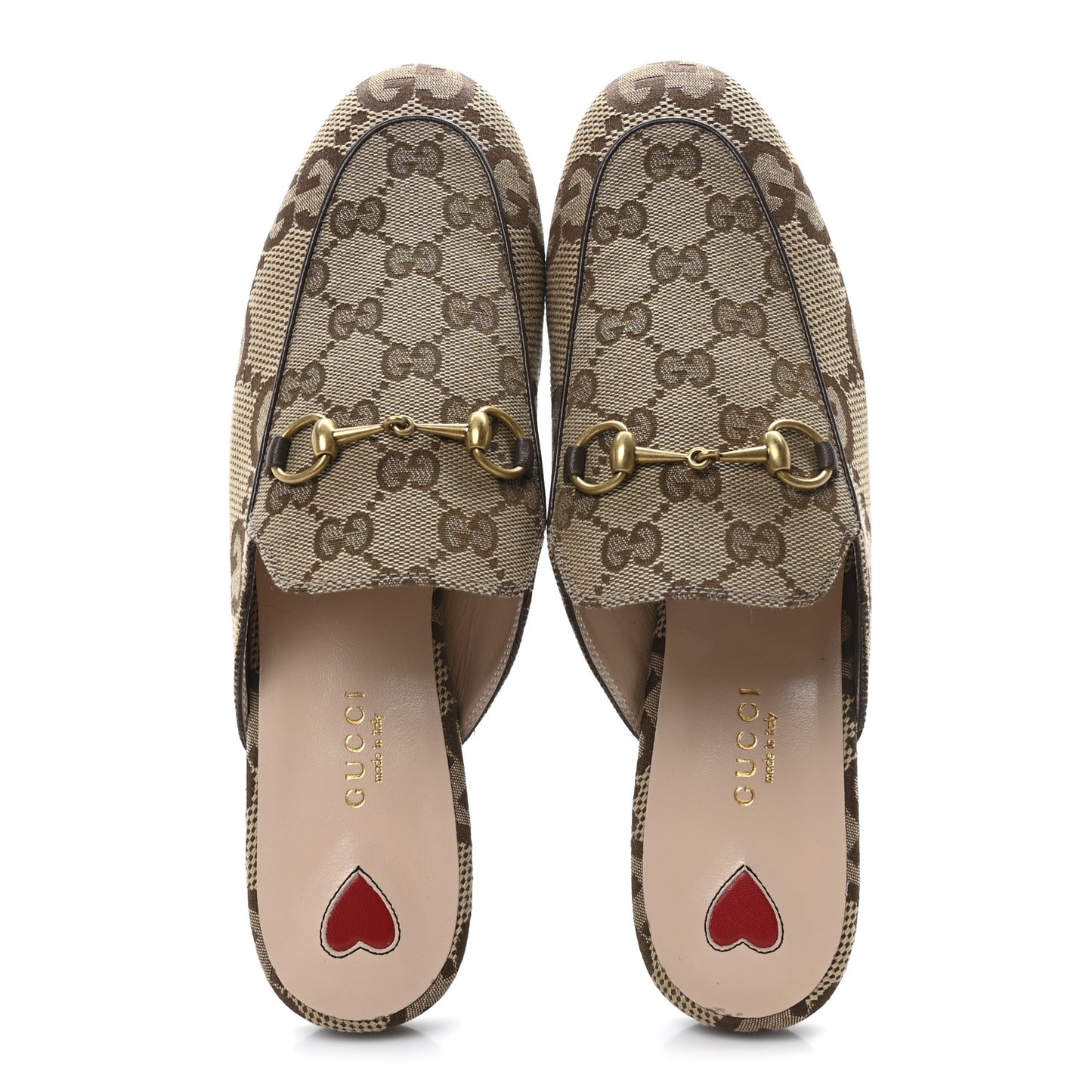 Monogram Jumbo GG Malaga Kid Womens Princetown Slippers 38.5 Camel Ebony New Acero Beige
