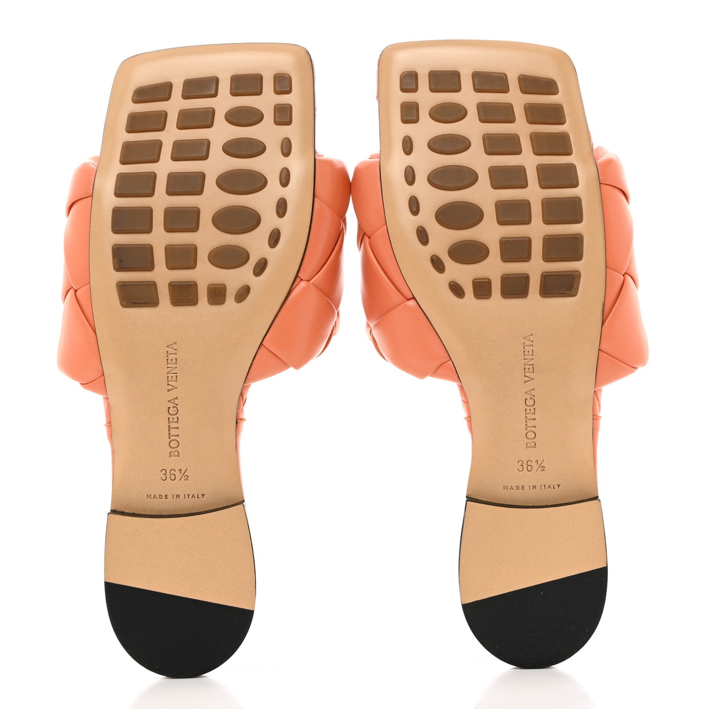 Nappa Maxi Intrecciato Lido Flat Sandals 36.5 Papaya