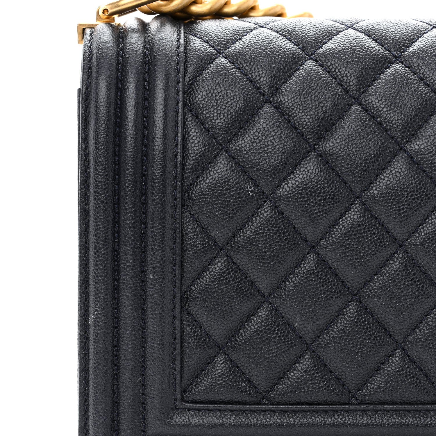 Chanel Caviar Quilted Medium Boy Flap Dark Navy Blue 11 of 12