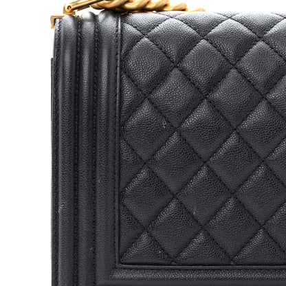 Chanel Caviar Quilted Medium Boy Flap Dark Navy Blue 11 of 12