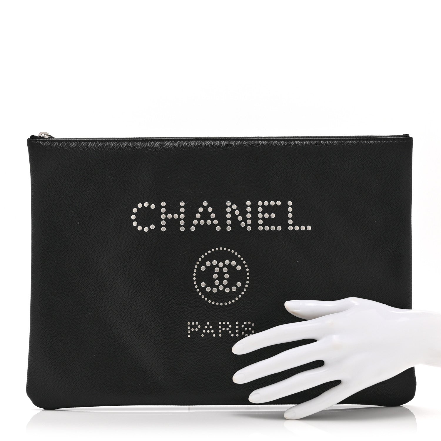 Chanel Caviar Studded Medium Deauville Pouch  Black 2 of 10