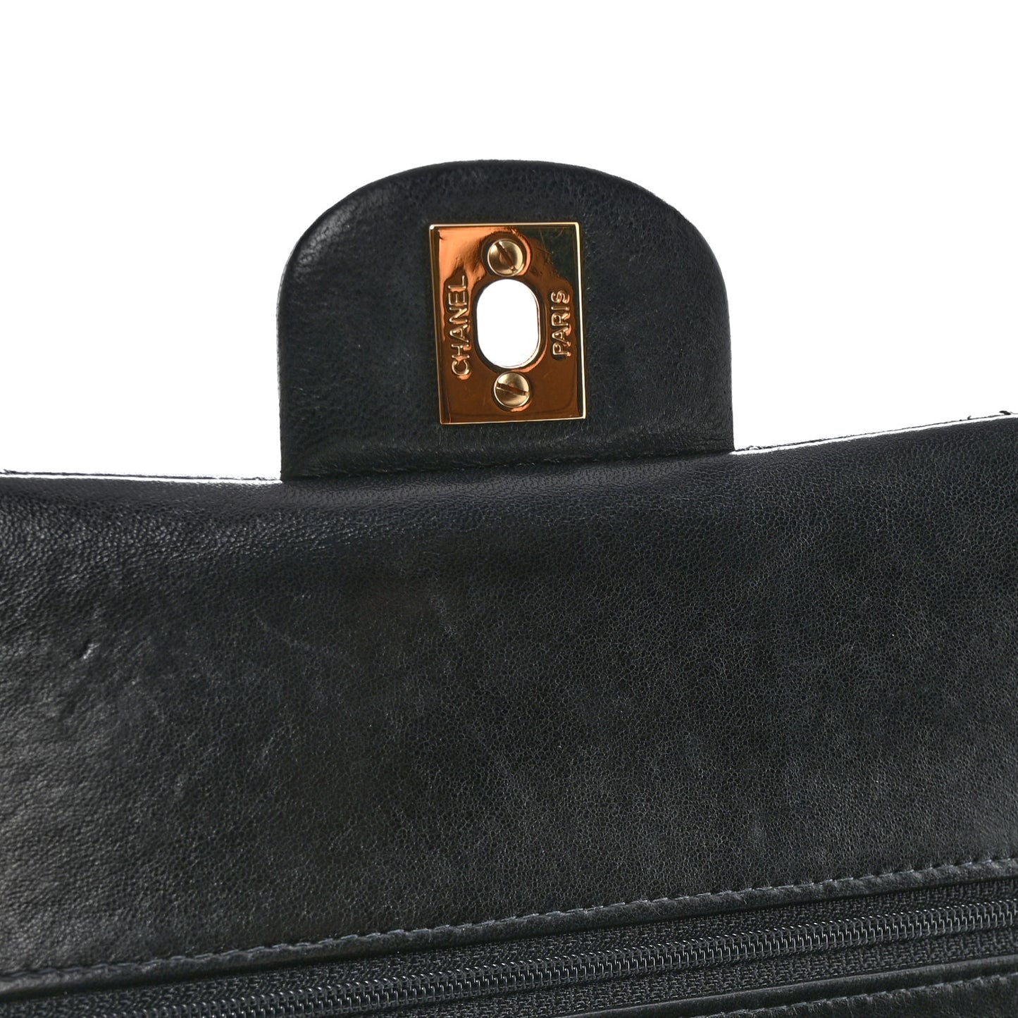 Lambskin Quilted Medium Double Flap Black