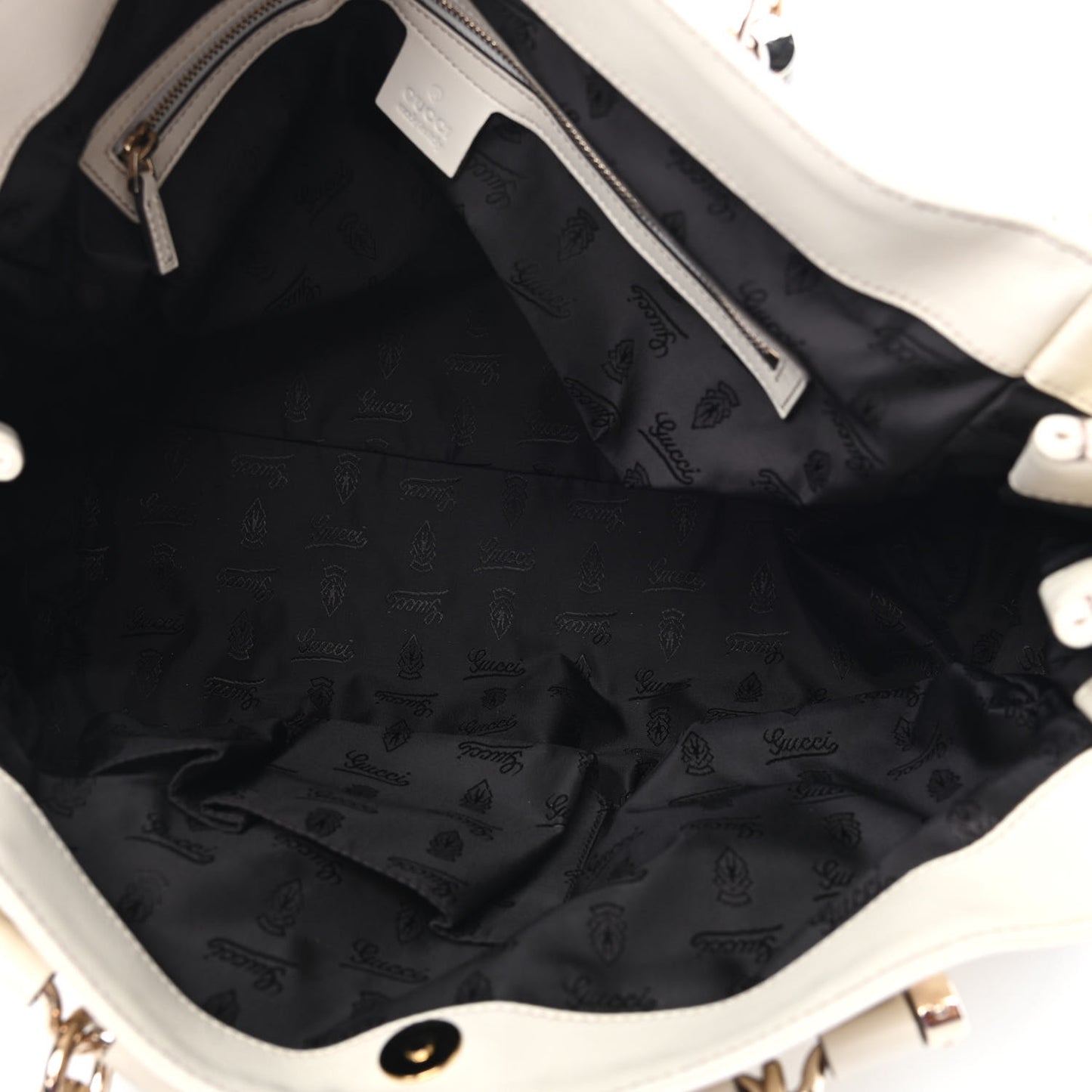 Calfskin Bamboo Large Pop Top Handle Tote Off White