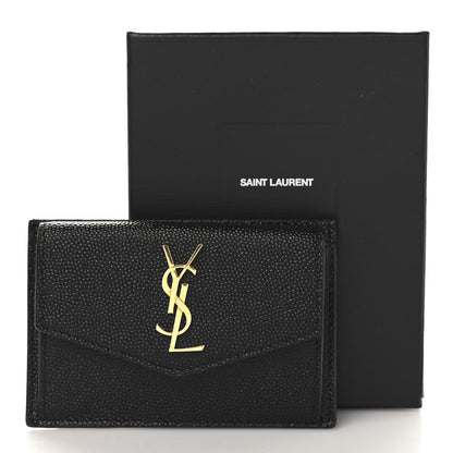 Saint Laurent Grain De Poudre Uptown Monogram Card Case Black 8 of 8