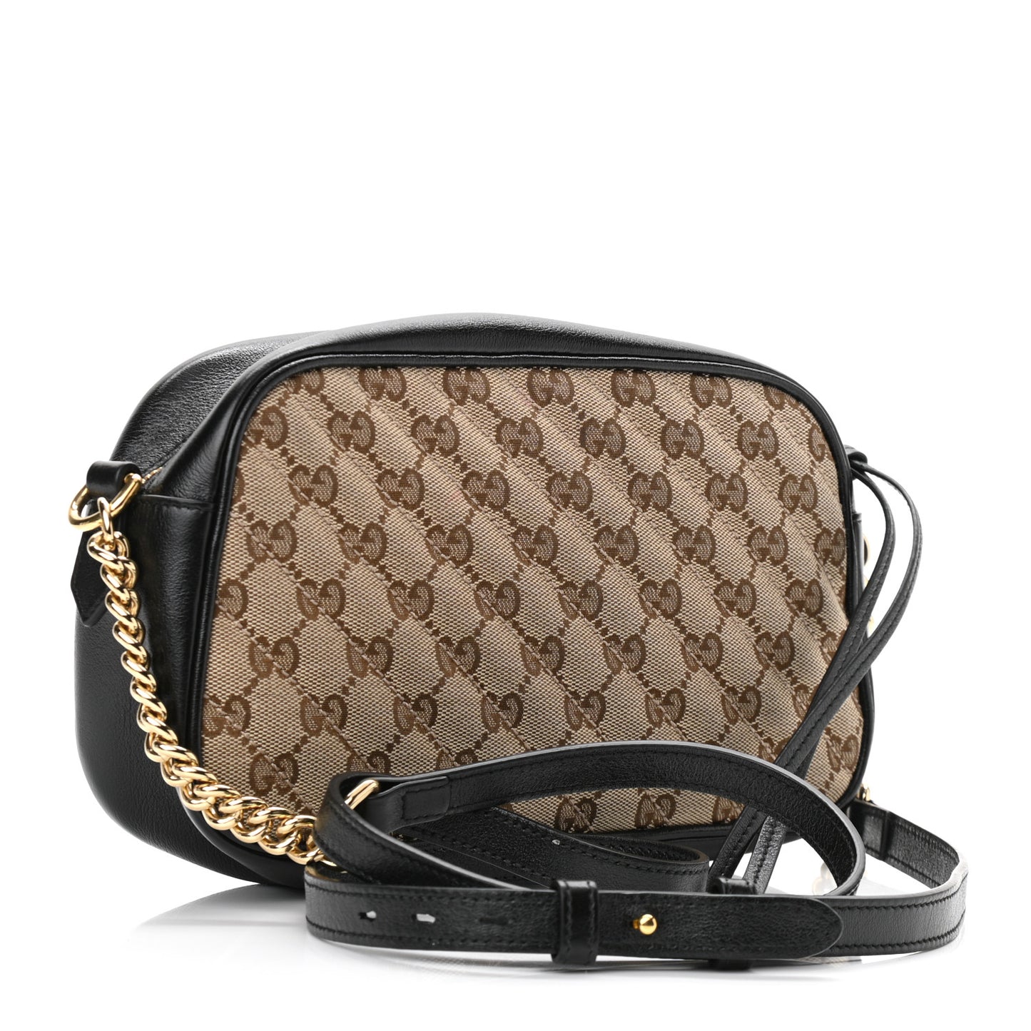 Monogram Matelasse Diagonal Small GG Marmont Chain Shoulder Bag Beige Black