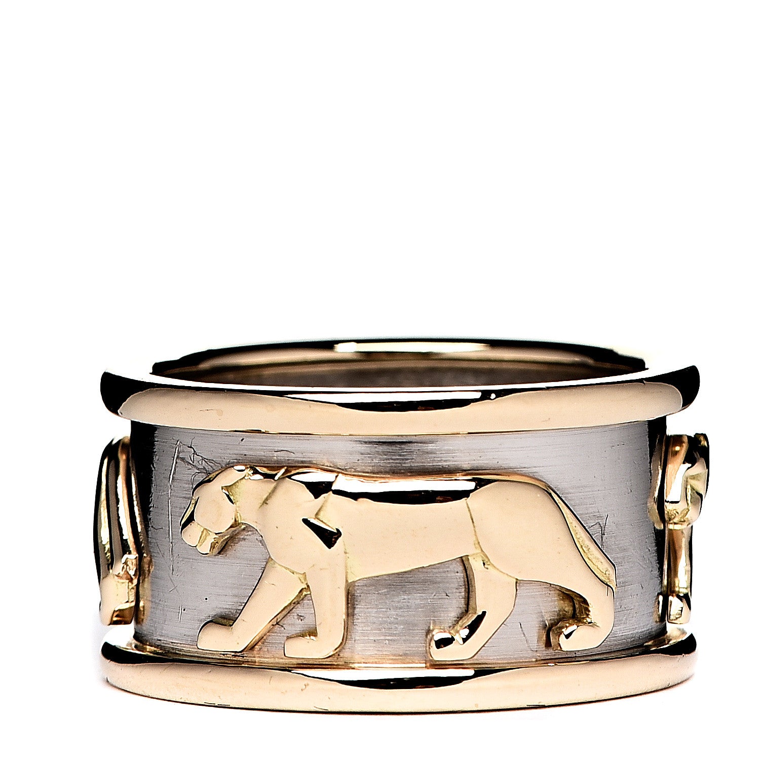 Cartier 18K Yellow White Gold Panthere Band Ring 60 9 1 of 3