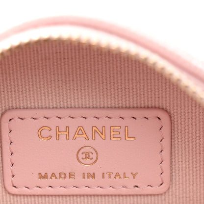 Chanel Caviar Quilted Crystal CC Round Clutch With Chain  Pink 6 of 10