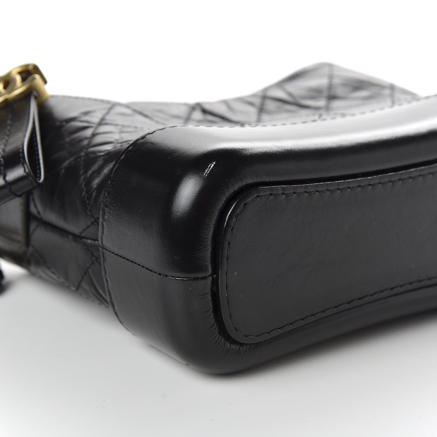 Aged Calfskin Quilted Small Gabrielle Hobo Black