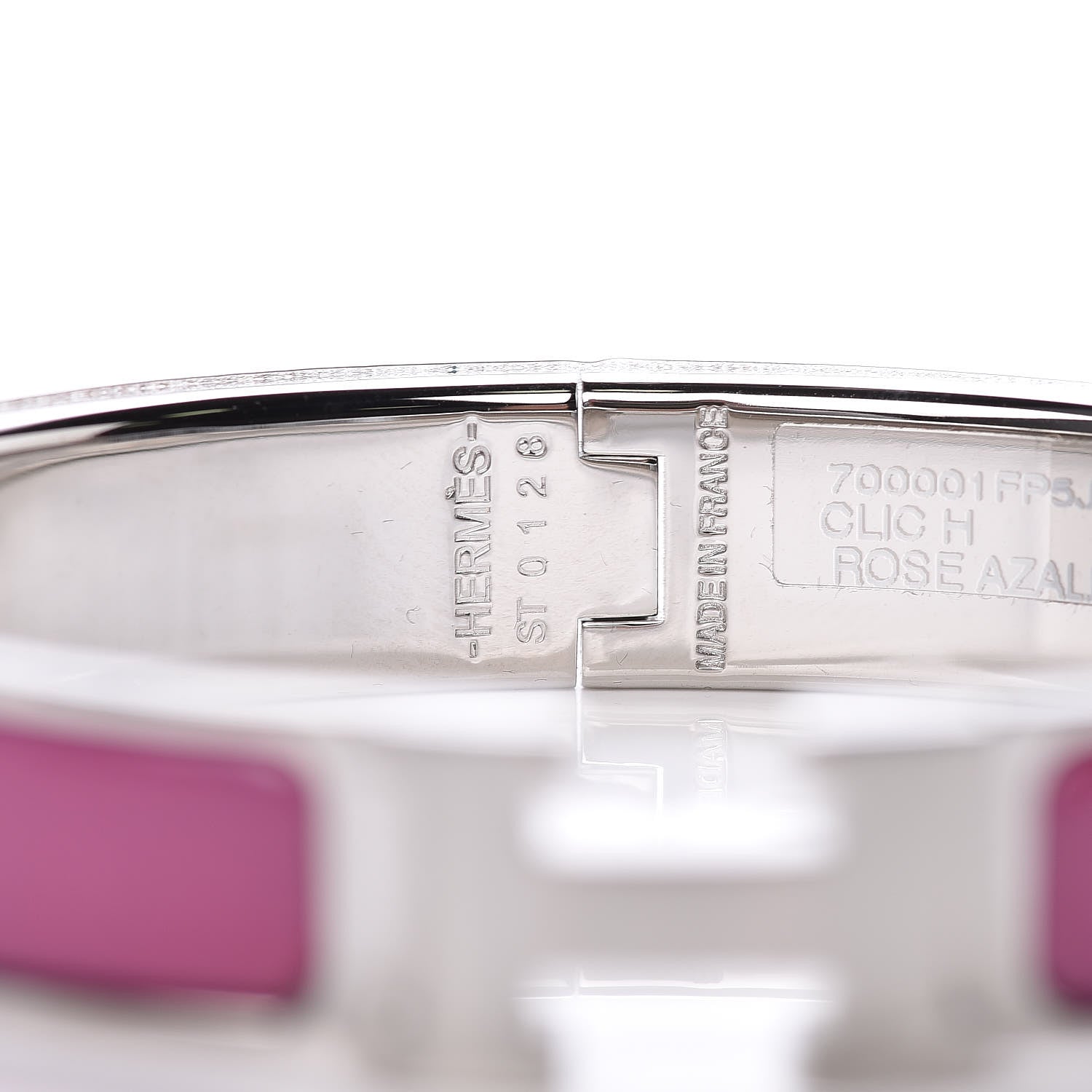 Hermes Enamel Narrow Clic Clac H Bracelet GM Rose Azalee 4 of 5