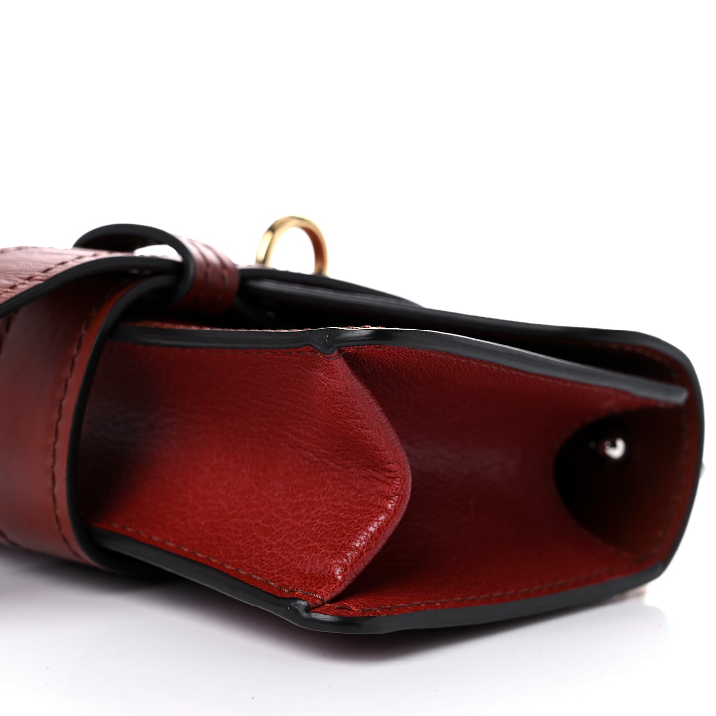 Shiny Goatskin Calfskin Mini Aby Chain Shoulder Bag Sepia Brown