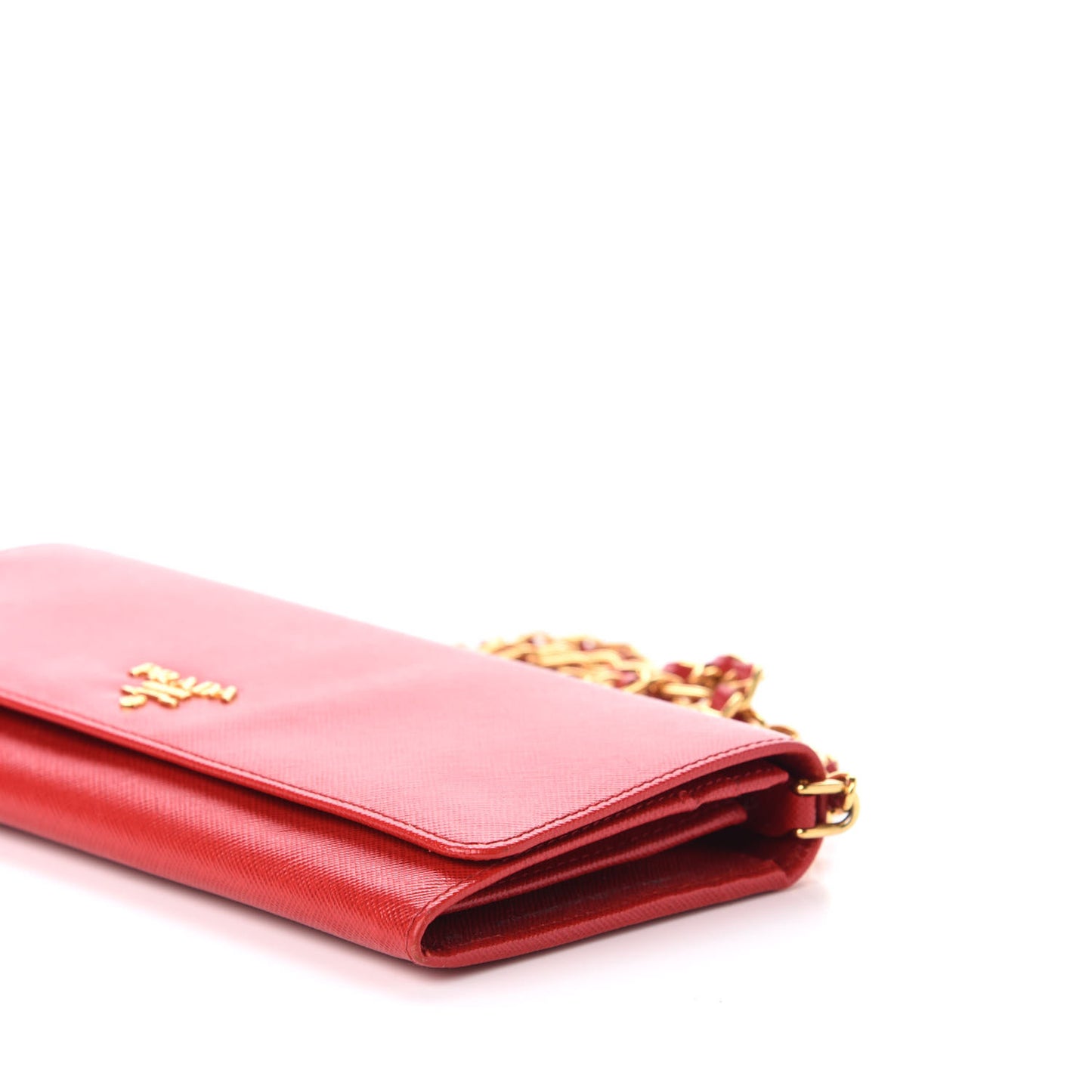 Saffiano Metal Oro Chain Wallet Fuoco