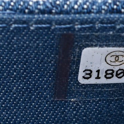 Chanel Denim Quilted CC Pearl Crush Clutch With Chain Blue 7 of 11