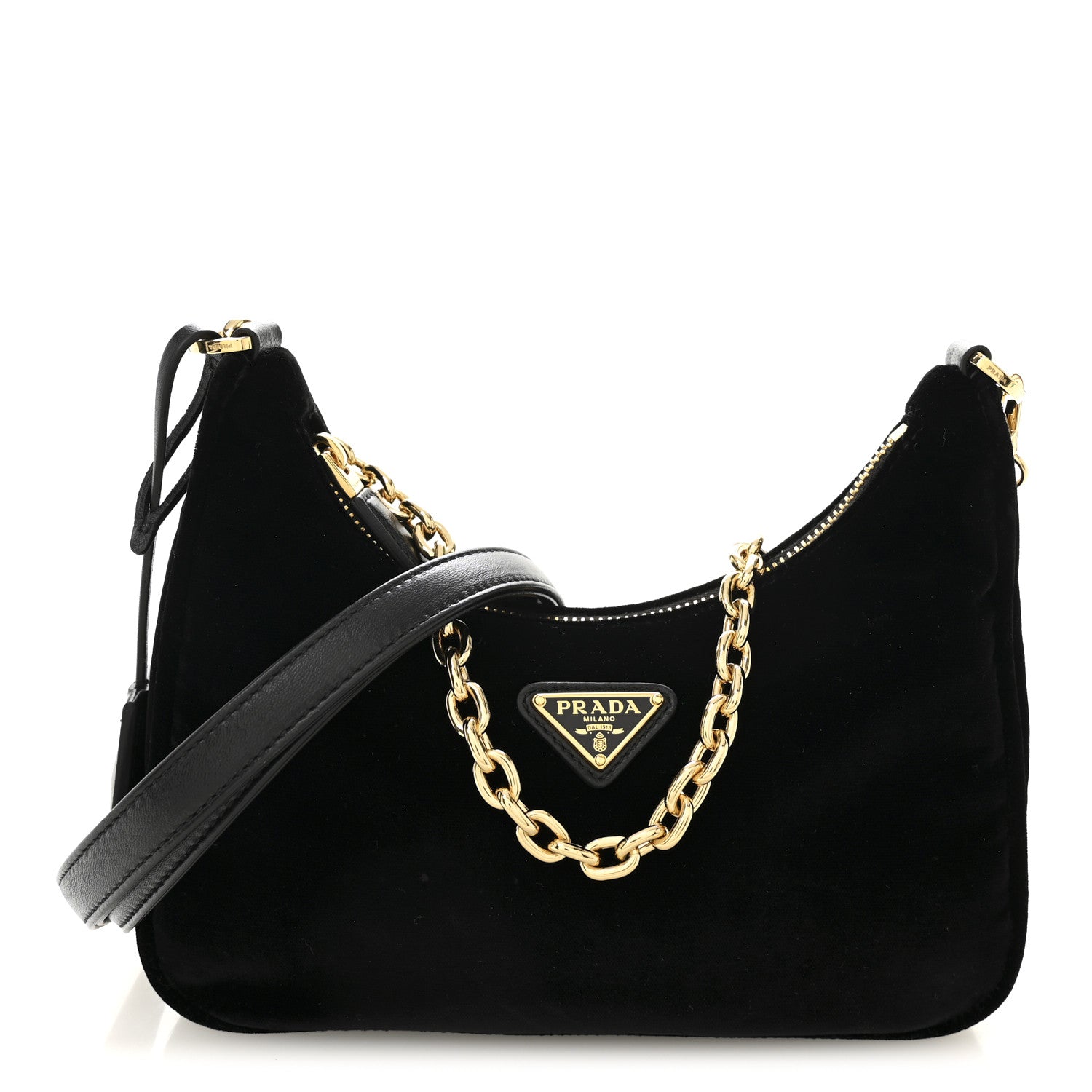 Prada Velvet Nappa Mini Re-Edition Shoulder Bag Black 1 of 9
