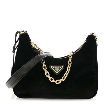 Prada Velvet Nappa Mini Re-Edition Shoulder Bag Black 1 of 9