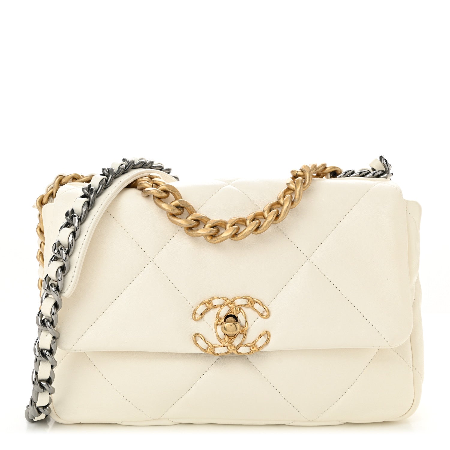 Chanel Lambskin Quilted Medium Chanel 19 Flap White 1 of 11