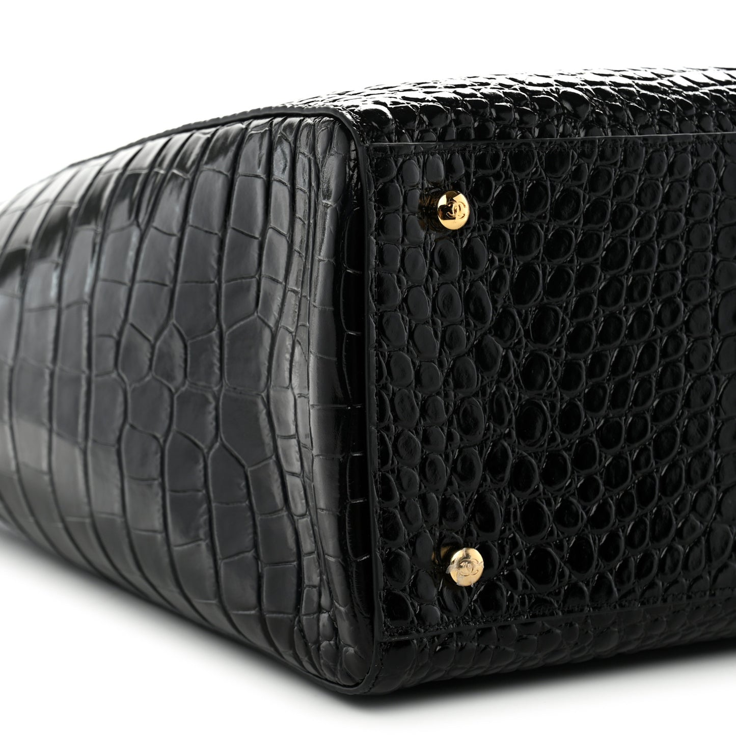 Calfskin Crocodile Embossed Archetype Large Shopping Tote Black