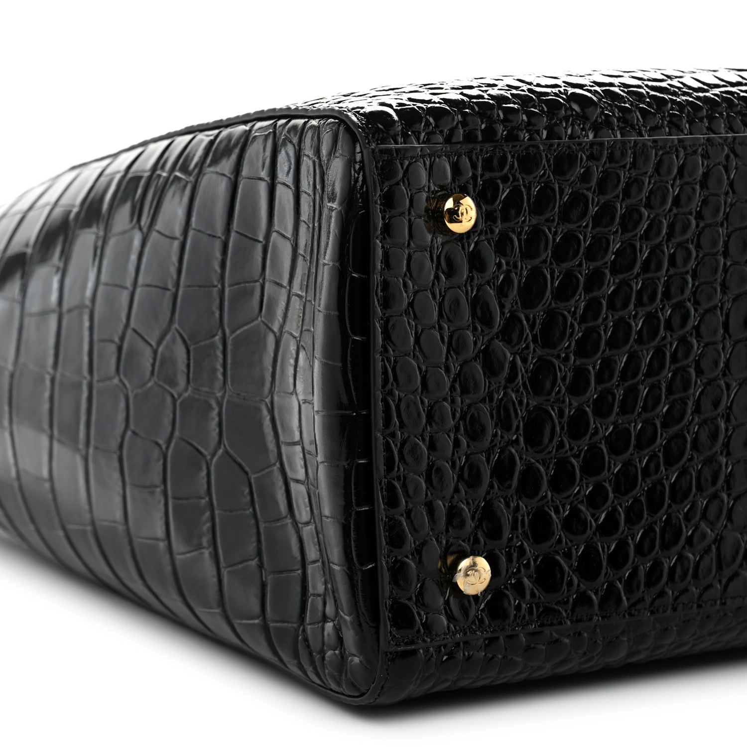 Chanel Calfskin Crocodile Embossed Archetype Large Shopping Tote Black 9 of 10