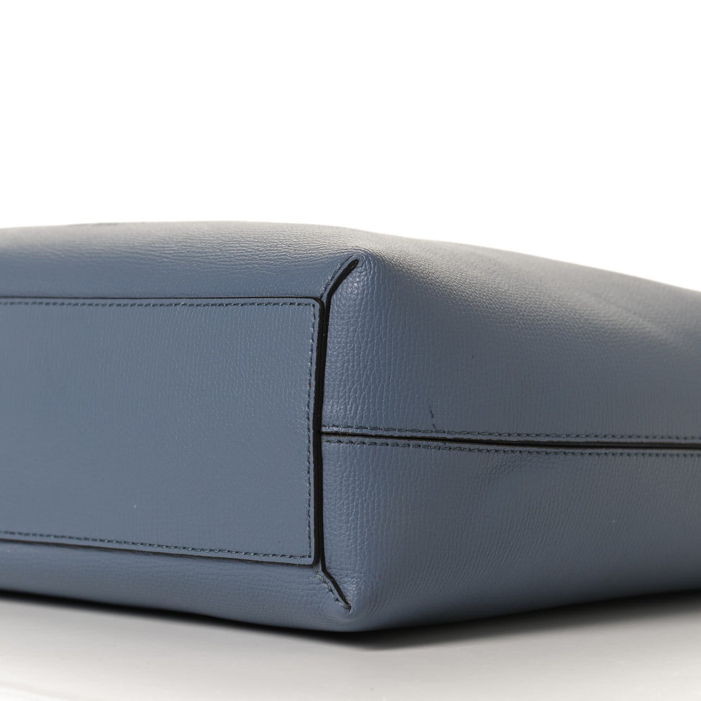 Calfskin Haymarket Check Small Reversible Tote Slate Blue