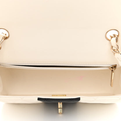 Chanel Lambskin Quilted Mini Rectangular Flap White Black 5 of 14